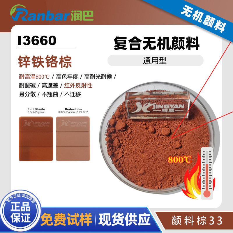 润巴I3660红相棕色耐高温通用型锌铁铬棕复合无机颜料棕33色粉