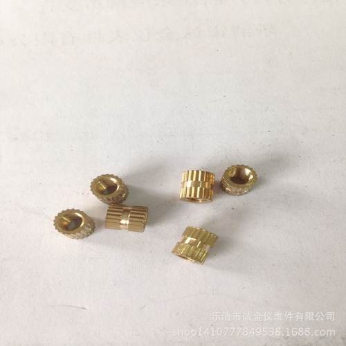 m4×8盲孔单通注塑铜嵌件 铜镶件 滚花铜螺母 铜卡件厂价现货