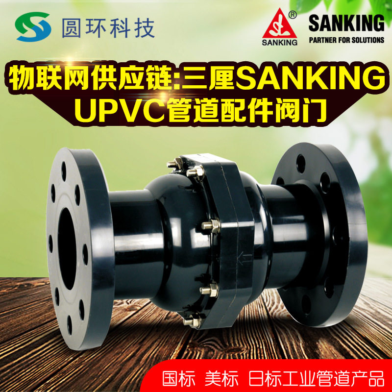SANKING三厘jis日标UPVC法兰翻板式止回阀英制英标PVC逆止阀单向