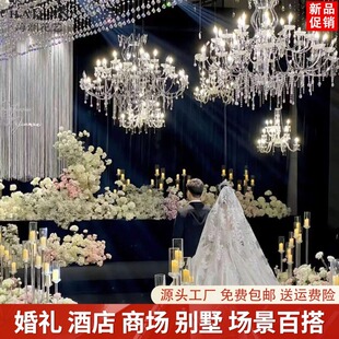 欧式复式楼水晶吊灯奢华别墅客厅旋转楼梯酒店长吊灯大宴会厅灯具