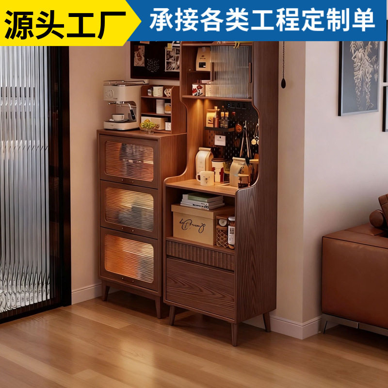 实木餐边柜咖啡柜小户型厨房一体靠墙储物柜家用置物柜窄型茶水柜