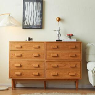 北欧实木斗柜家用客厅靠墙带抽屉收纳柜卧室复古多功能储物柜组合