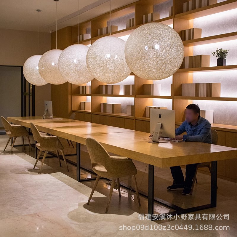 实木工业风长条会议洽谈桌椅