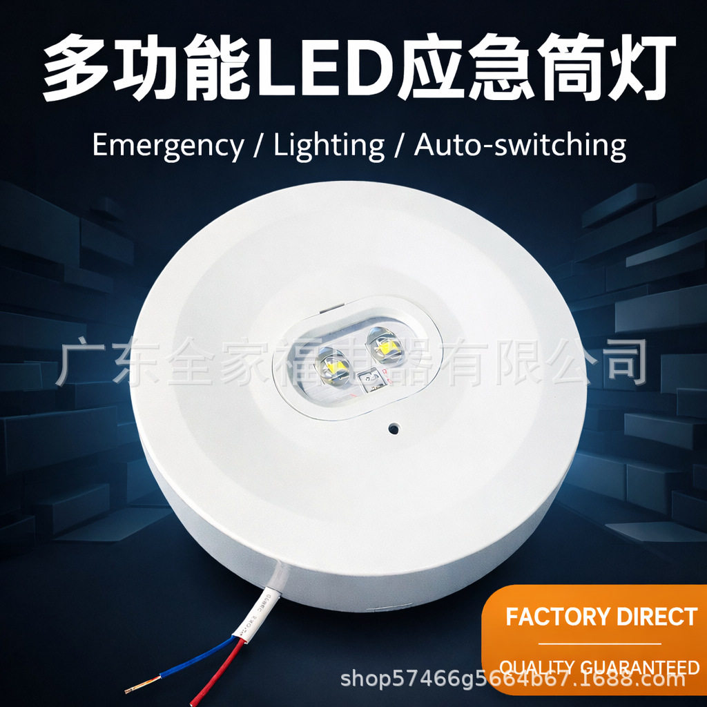 15W带电池LED应急筒灯明装PC