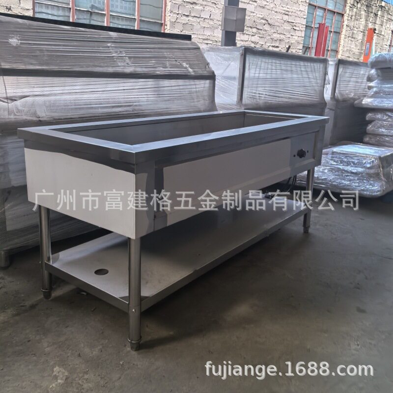 快餐保温台商用不锈钢保温汤池食堂打菜热菜售饭台工厂餐车带轮子