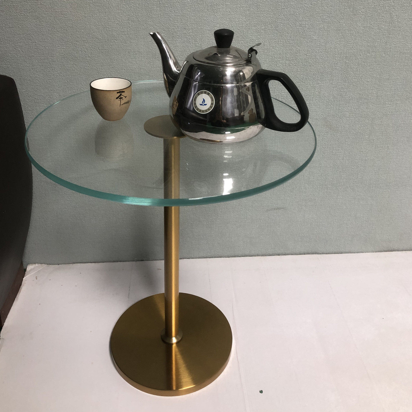 北欧玻璃茶几小户型轻奢现代圆形沙发边几客厅家用迷你透明小圆桌