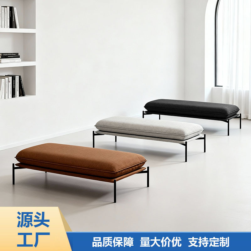 不锈钢北欧轻奢布艺床尾换鞋凳