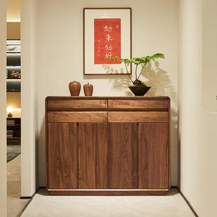 北美黑胡桃木鞋 柜置物架北欧多功能入户门厅柜家用门口收纳玄关柜