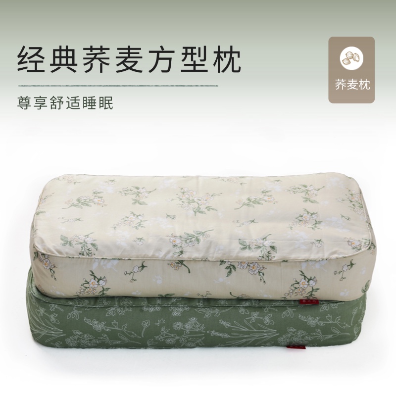 单人护颈荞麦方枕小清新
