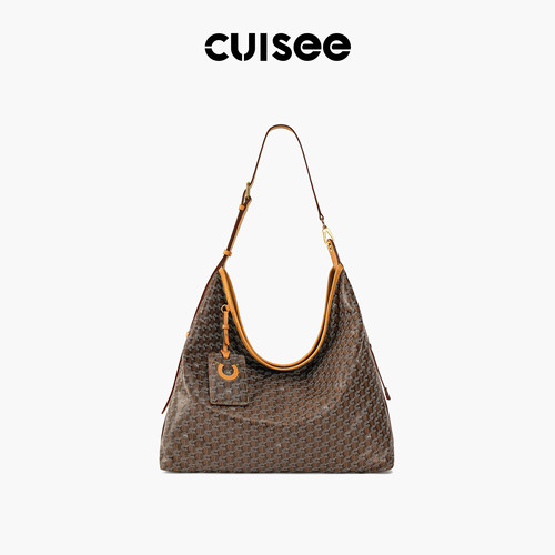 Cuisee/崔氏下弦月hobo包老花单肩包斜挎包包女腋下大容量托特包