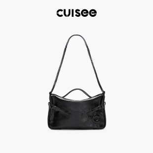 Cuisee 包包女 崔氏原创油蜡皮链条包真皮斜跨腋下牛皮流浪时尚