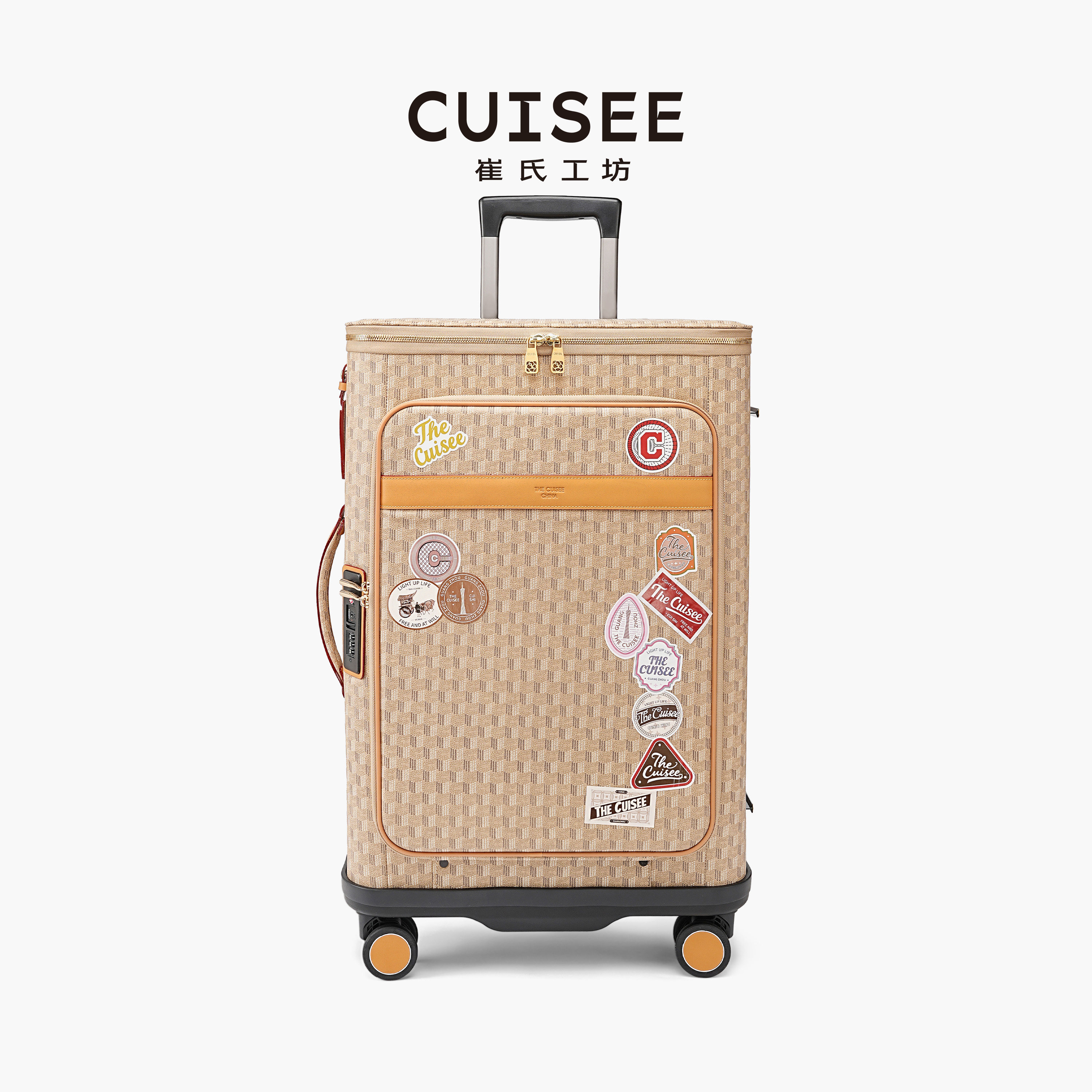 Cuisee/崔氏新款老花24寸大容量拉杆箱男女密码静音万向轮行李箱