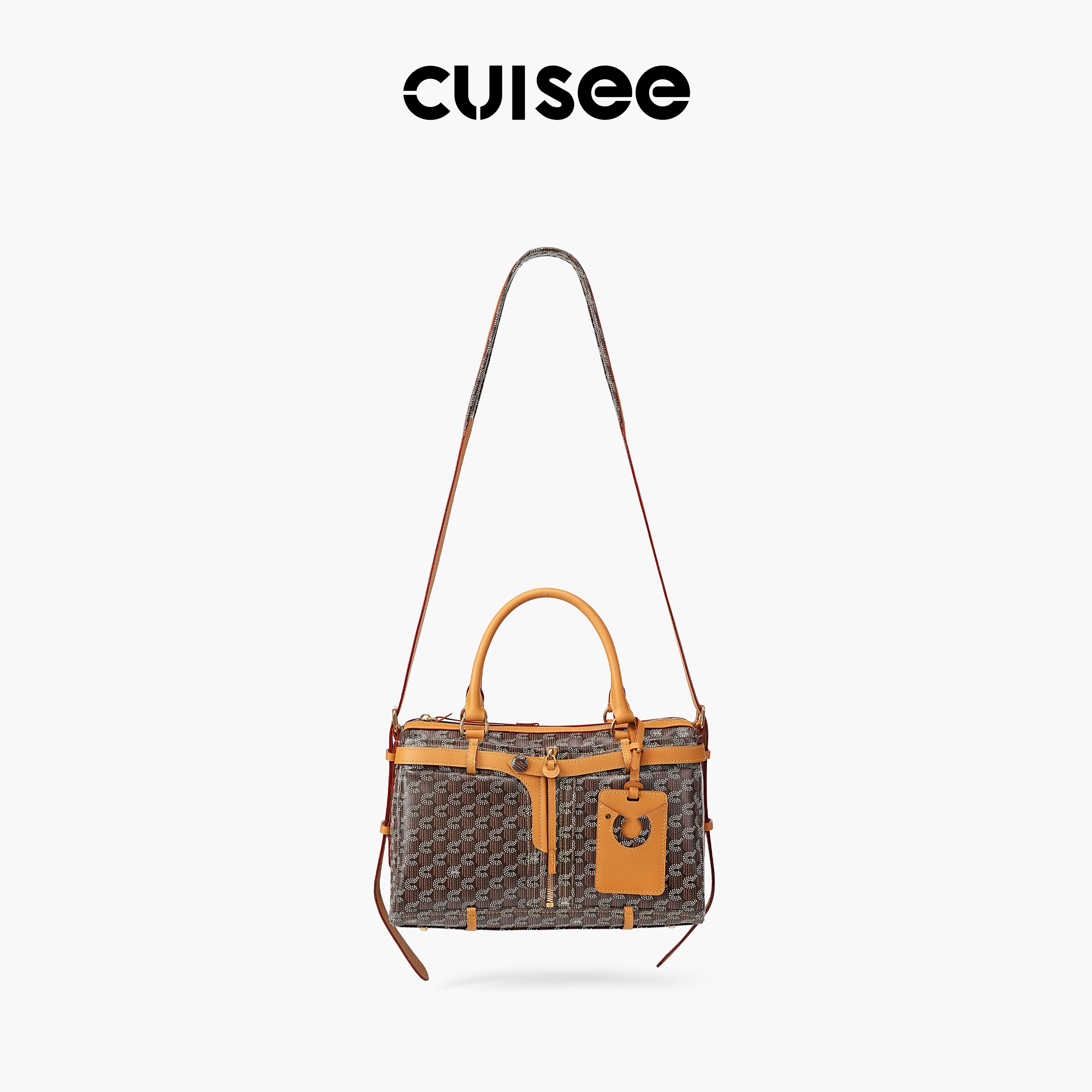 Cuisee/崔氏新款随意波士顿老花包通勤无性别手提斜跨时尚包包