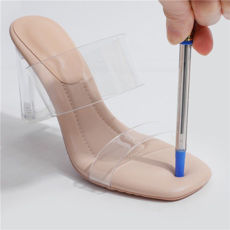 巨好看的高跟凉鞋女款2025新款百搭不累脚粗跟绝美外穿透明凉拖鞋