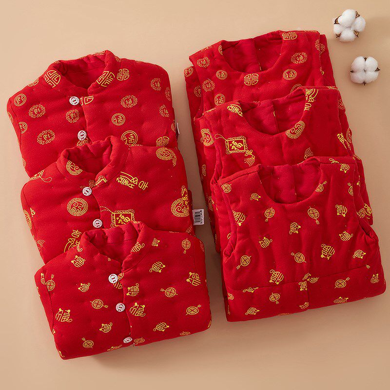 手工棉花棉衣婴幼儿棉袄背带棉裤套装秋冬季加厚棉服儿Y童外穿棉