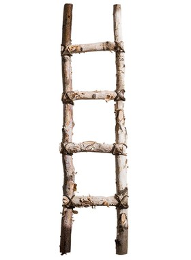 掬涵 白桦木梯子装饰r摆件 收纳整理花园庭院园艺花艺拍摄道具