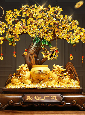 财源广进发财树摆件招财貔貅v店铺收银台客厅酒柜装饰乔迁开业礼