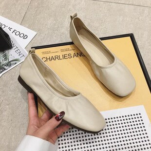 晚晚风温柔仙女单鞋 豆豆鞋 软皮一脚蹬平底鞋 2024春秋新款 女奶奶鞋