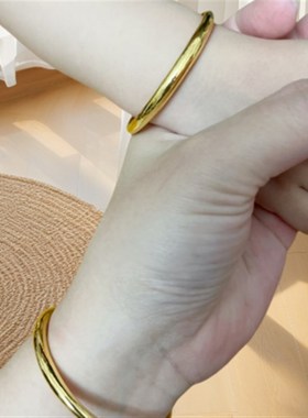 金包银古法推拉手镯婴儿宝宝素圈可调节活口手环小孩满月女友礼物