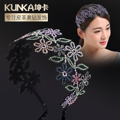 头花发箍女水钻宽边韩国发饰水晶压发卡亮钻头箍遮白发夹百搭外出