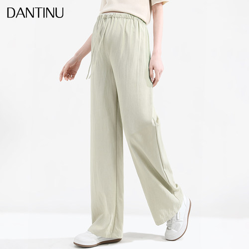 孕妇阔腿裤春秋2024新款外穿抽绳窄版直筒垂感长裤大码孕妇装春夏
