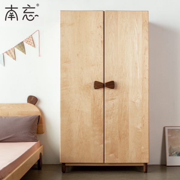 南忘/领结衣柜/全实木儿童衣橱双门大容量卧室简约环保收纳储物柜