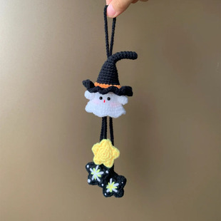 三眼仔南瓜小幽灵铃兰花挂件毛线钩织diy针织礼物手工编织万圣节