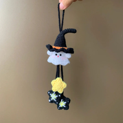 三眼仔南瓜小幽灵铃兰花挂件毛线钩织diy针织礼物手工编织万圣节