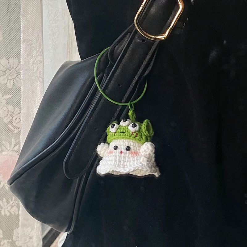 幽灵三眼仔编织手工diy材料包毛线钩针小鬼挂件钥匙扣万圣节礼物