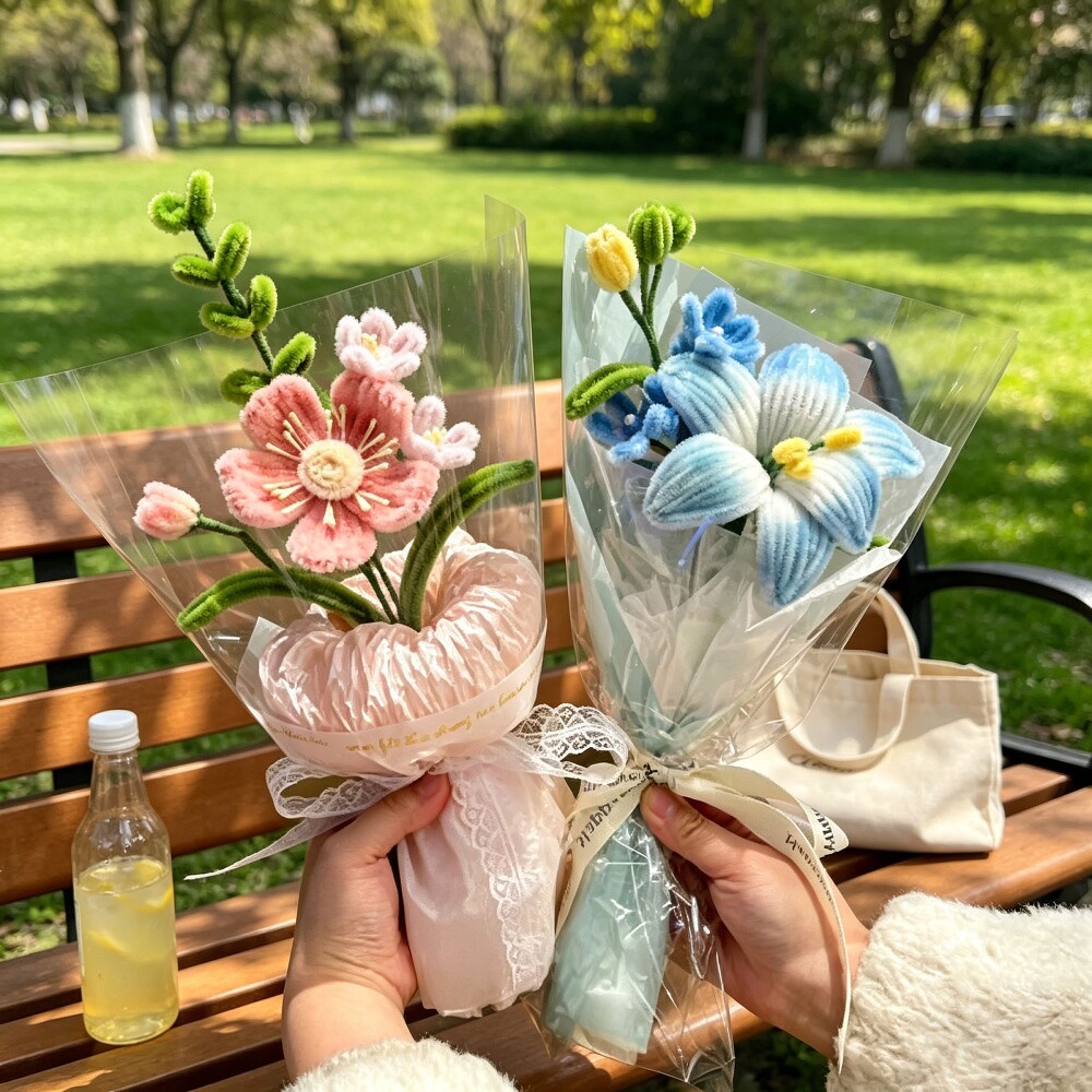 节日送妈妈长辈手工仿真永生花束成品创意礼盒精致型毛绒花束礼品图片