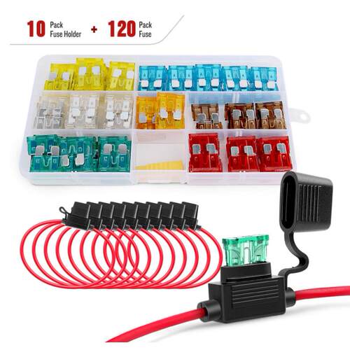 12-24V内联汽车保险丝做14AWG+120个各种ATC保险丝拔器工具5A-30A