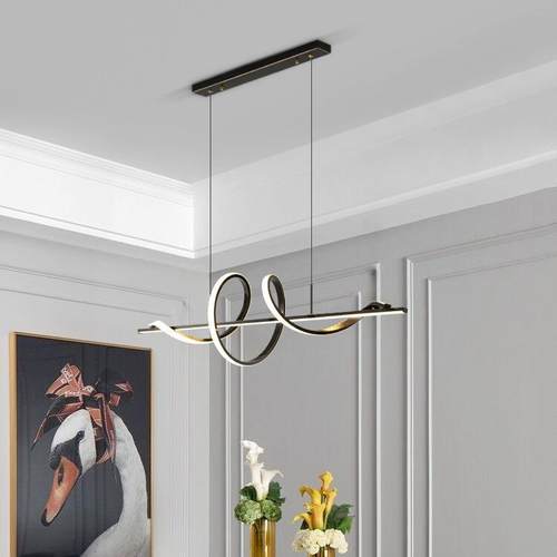 全铜现代极简约几何长条异形个性创意艺术意式北欧餐桌厅饭吊灯具