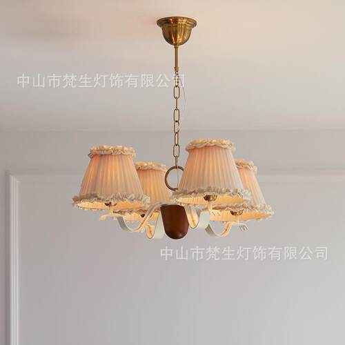 中古vintage复古布艺吊灯 书房卧室设计师实木客厅民宿酒店灯具