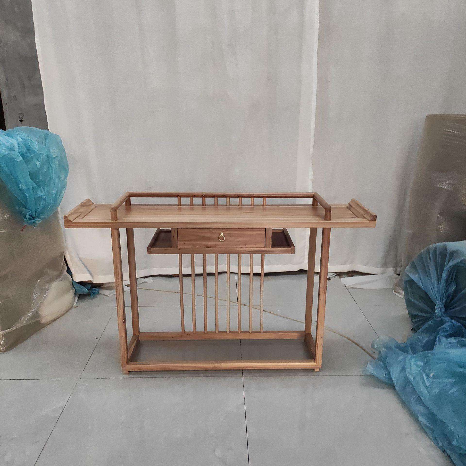 新中式玄关桌玄关柜实木置物台条案条几墙边桌免漆老榆木家具玄关