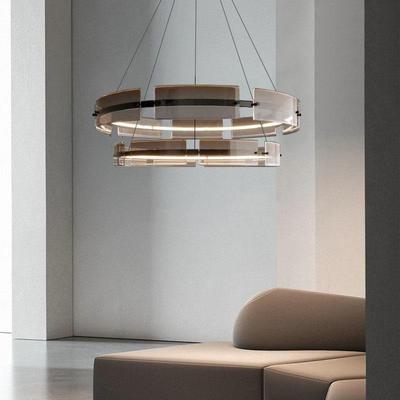 意式极简客厅吊灯设计师创意玻璃水晶圆环形别墅高级感服装店灯具