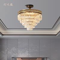 灯之蕴全铜新中式水晶吸顶灯卧室圆形餐厅灯现代门厅灯过道吊灯具