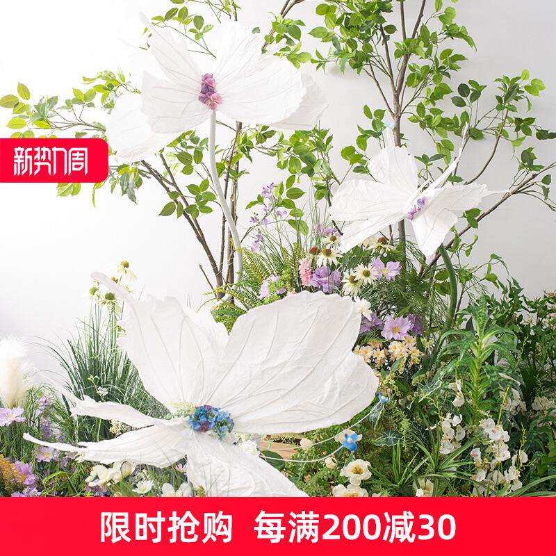 仿真蝴蝶纸花摆件网红橱窗造景装饰花艺道具拍照打卡区软装吊饰
