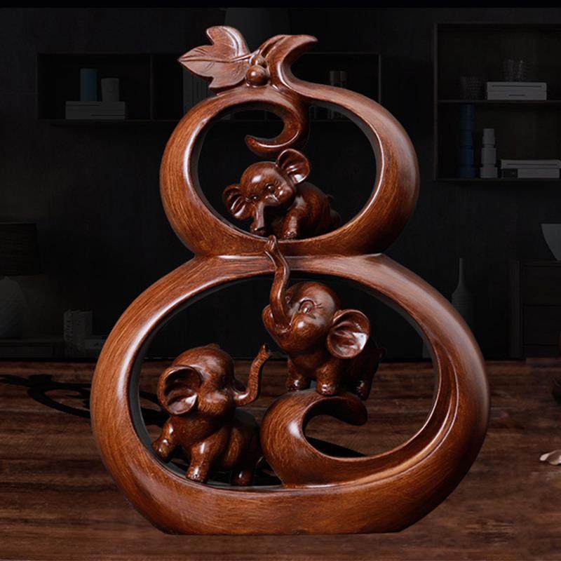 仿木葫芦大象摆件招财三小象创意工艺品客厅电视酒柜办公室装饰品,橡塑材料及制品,亚克力管/有机玻璃管,淘宝优惠券,粉丝福利购,淘宝优惠卷