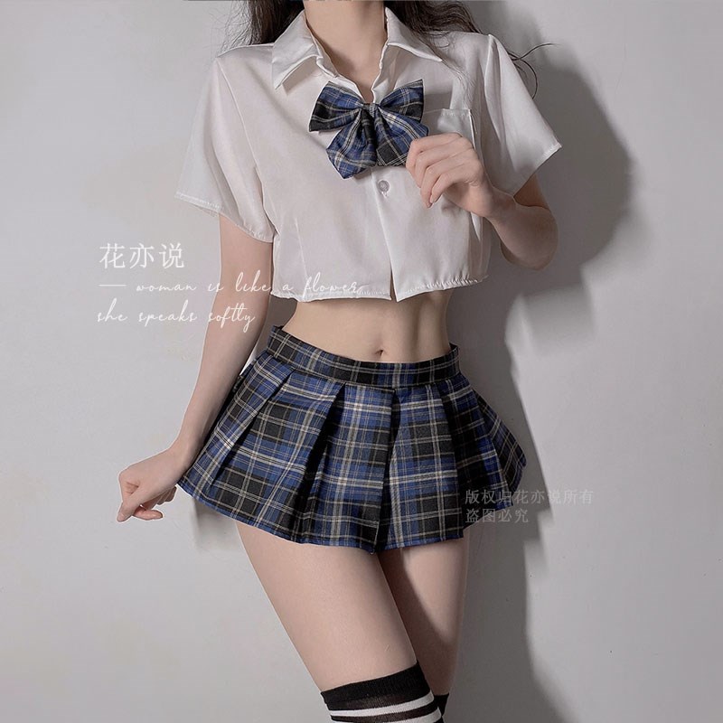【花花大码】Jk制服辣妹套装日系学院风纯欲百褶裙衬衫两件套春夏