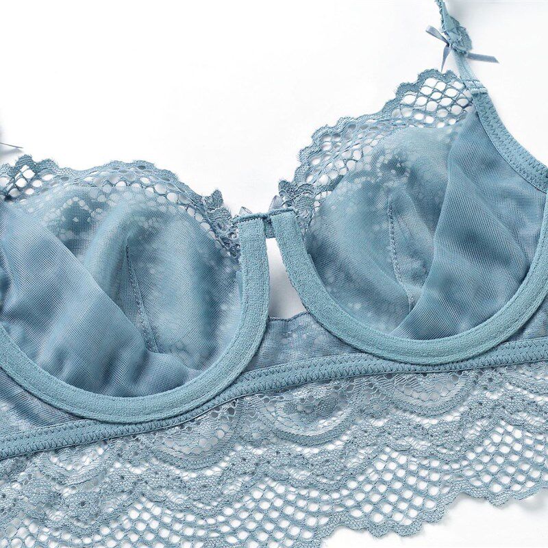 内衣大胸显小防下垂超薄款无海绵白女夏季胸罩蕾丝调整型文胸套装
