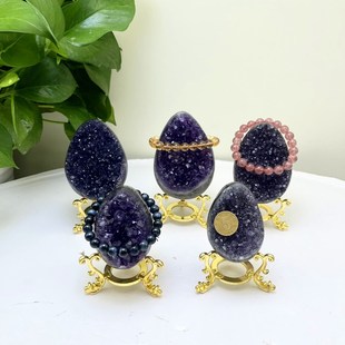 乌拉圭天然紫晶蛋簇块招聚财 原矿石紫水晶摆件 消磁镇宅办公家庭