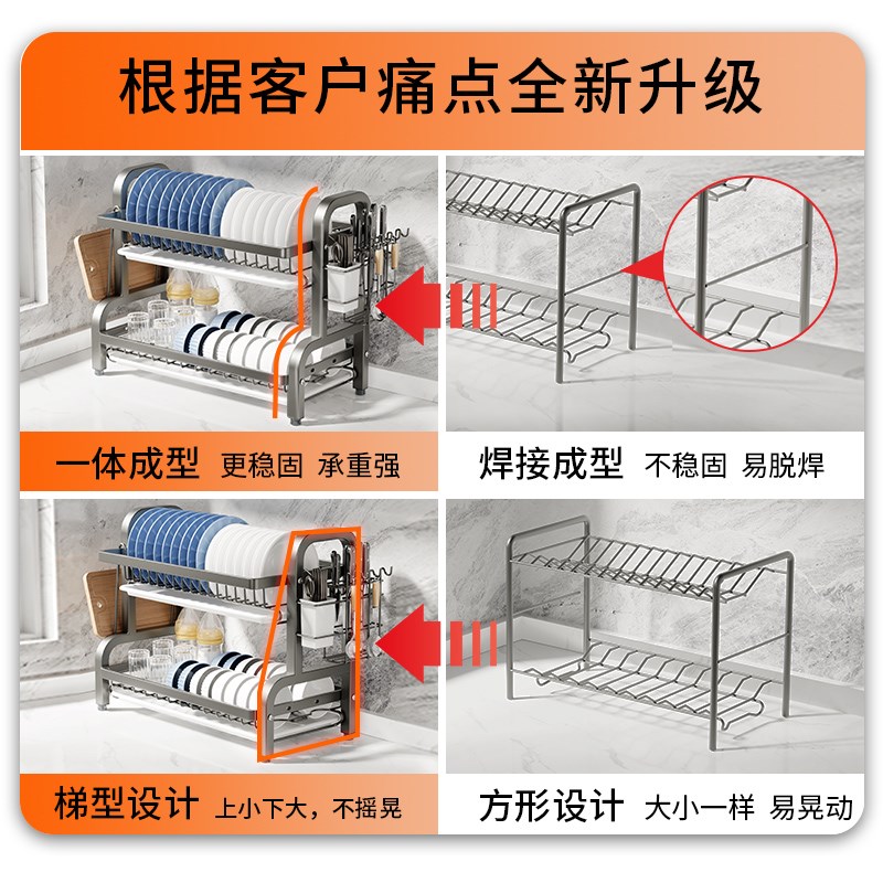 碗碟收纳架厨房多功能置物架家用放碗架碗盘沥水架碗筷收纳盒碗柜