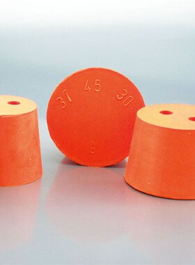 双孔橡胶塞美制锥形试管塞烧瓶塞橙色具柔韧性和弹性温度40-70