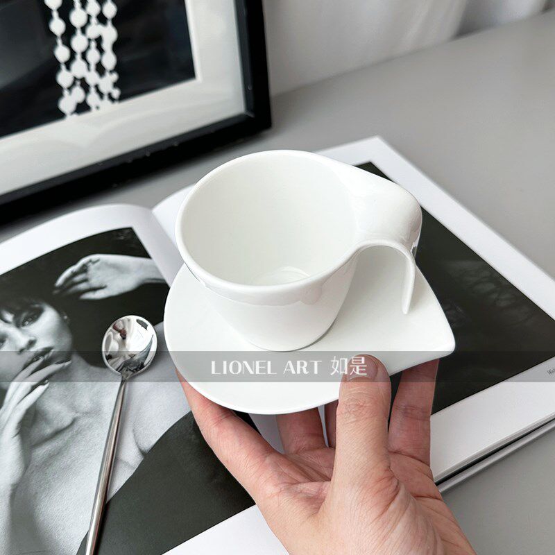 如是现代极简白色水滴陶瓷咖啡杯套装下午茶餐具高颜值