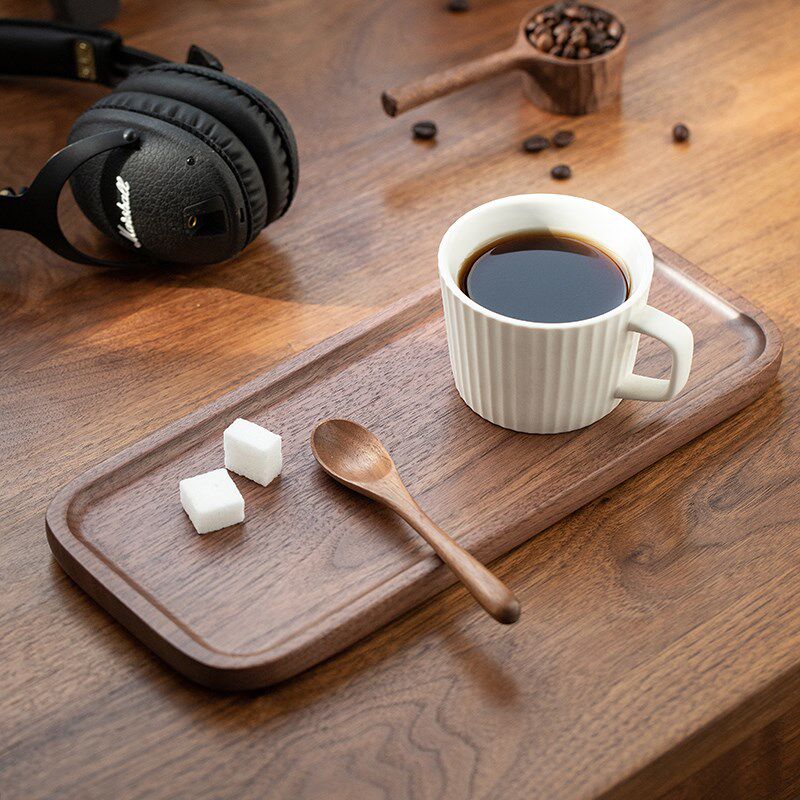 黑胡桃木手冲咖啡器具托盘 木质长方形家用小茶盘一人用精致托盘
