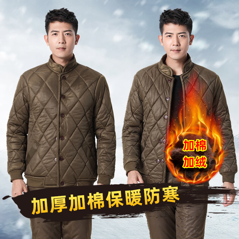 冬季棉衣棉裤套装男内穿弹力棉服防寒保暖内胆冷藏库中老年劳保棉