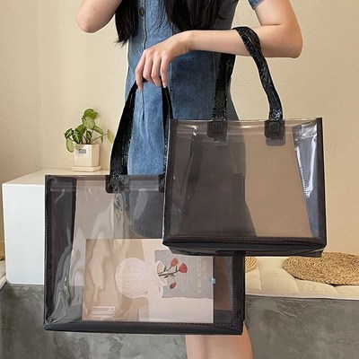 手提袋定制透明袋子pvc服装店手提袋购物袋礼品包装袋印logo