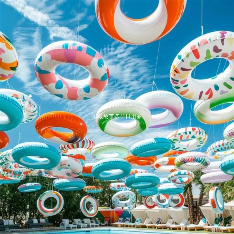 游泳圈气模商场服装店铺橱窗美陈甜甜圈气模海滩游泳馆布置道具
