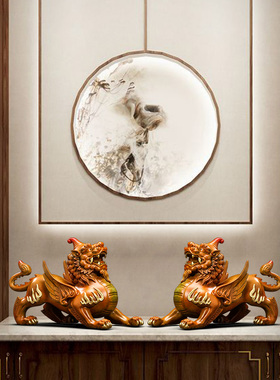 铜貔貅摆件一对全铜貔恘客厅玄关酒柜办公室桌面招财装饰开业礼品