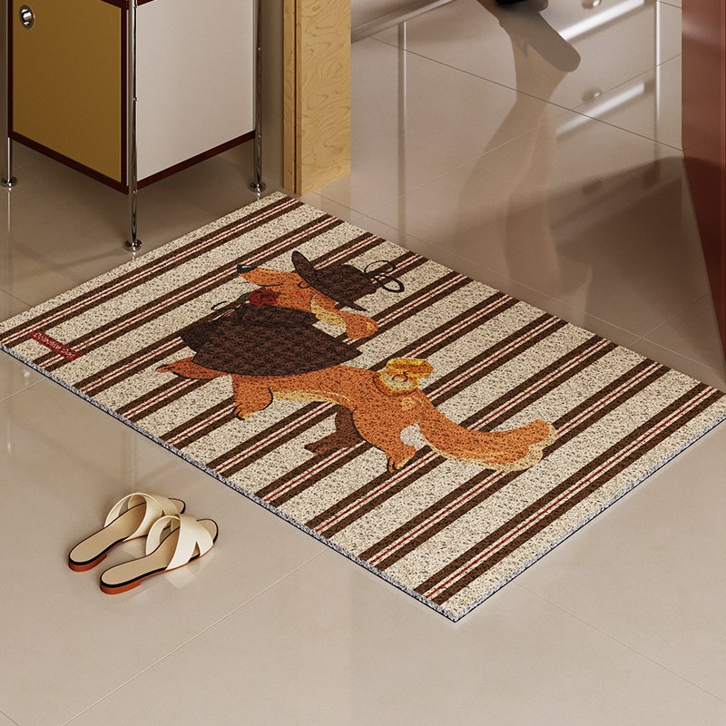 古堡汪探包豪斯丝圈入户地垫玄关门口地毯蹭土防滑可裁剪丝圈脚垫